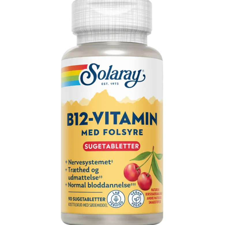 Solaray B-12 vitamin med folsyre (90 tabl)