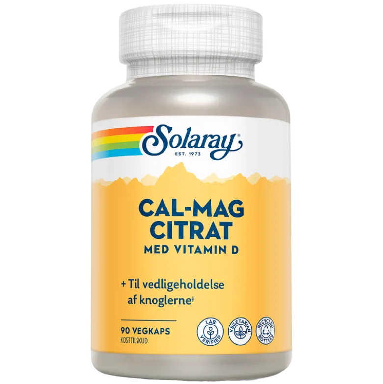 Solaray Cal-Mag Citrat med D-vitamin (90 kapsler)