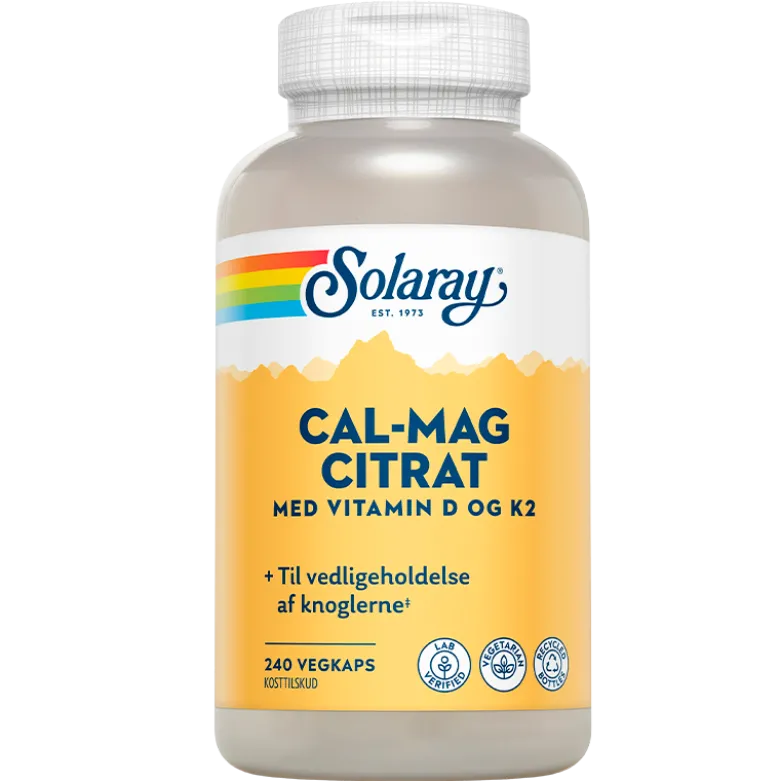 Solaray Cal-Mag Citrat med vitamin D og K2 (240 kap)