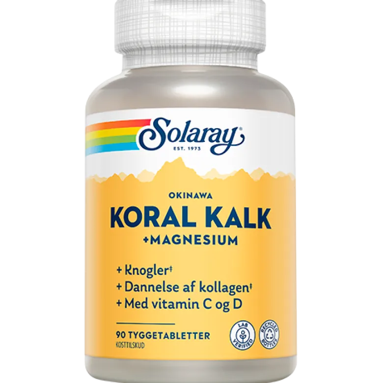 Solaray Koral Kalk + Magnesium (90 Tyggetabletter)