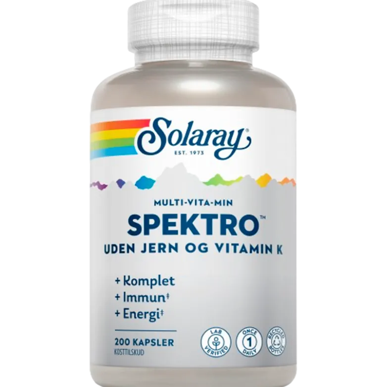 Solaray Spektro Multi-Vita-Min Uden Jern & Vitamin K (200 kaps)