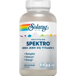Solaray Spektro Multi-Vita-Min uden jern og vitamin K (300 kapsler)