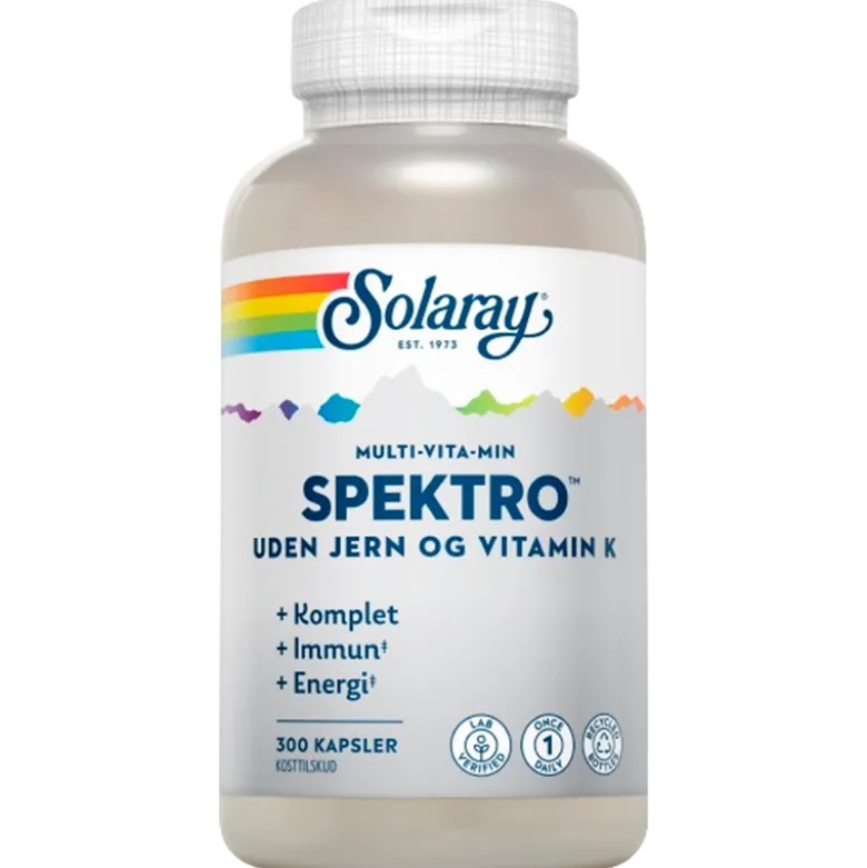 Solaray Spektro Multi-Vita-Min uden jern og vitamin K (300 kapsler)