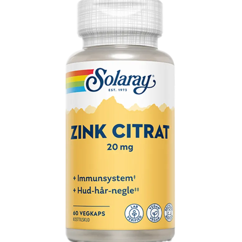 Solaray Zink Citrat 20 mg (60 kapsler)