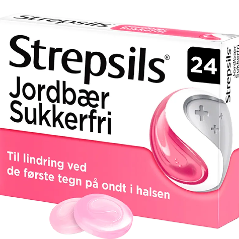 Strepsils Jordbær Sugetabletter Sukkerfri (24 stk)
