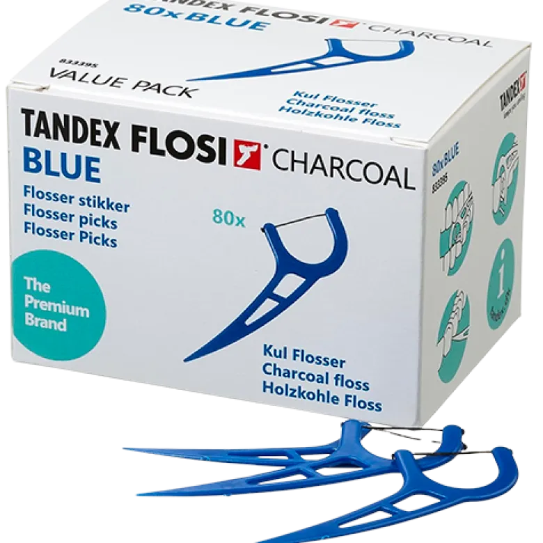 Tandex Flosi Flosser Blue Charcoal Floss (80 stk)