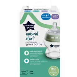 Tommee Tippee Natural Start Glas Sutteflaske Slow Flow 150 ml (1 stk)