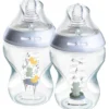 Tommee Tippee Natural Start Sutteflaske Slow Flow 260 ml Deco Blå (2 stk)