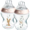 Tommee Tippee Natural Start Sutteflaske Slow Flow 260 ml Deco Pink (2 stk)