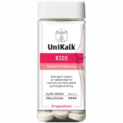 UniKalk Kids med Jordbær/Hindbær (90 tyggetabletter)