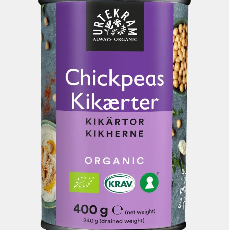 Urtekram Forkogte Kikærter Ø (400 gr)