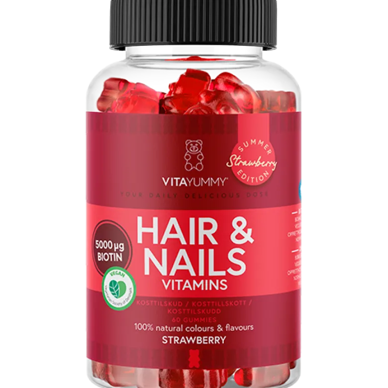 VitaYummy Hair & Nails Strawberry - Summer Edition (60 stk)