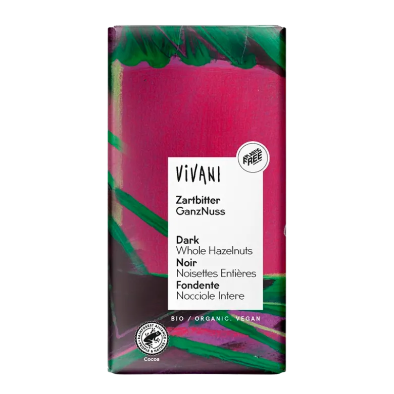 Vivani Chokolade Mørk med Hasselnødder Ø (100 gr)