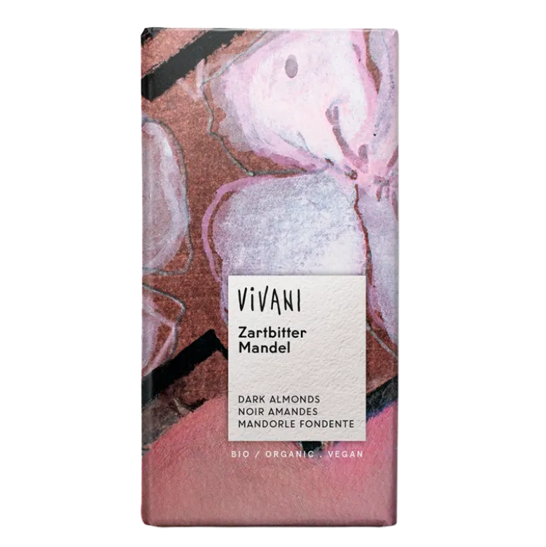 Vivani chokolade mørk med hele mandler Ø 100 gr.