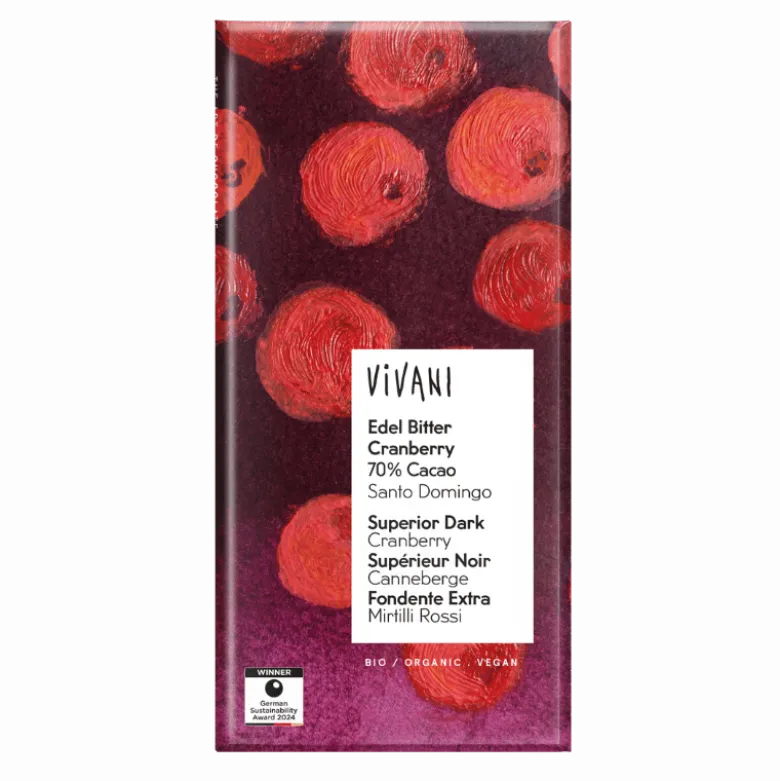 Vivani Mørk Med Tranebær Ø (80 g)